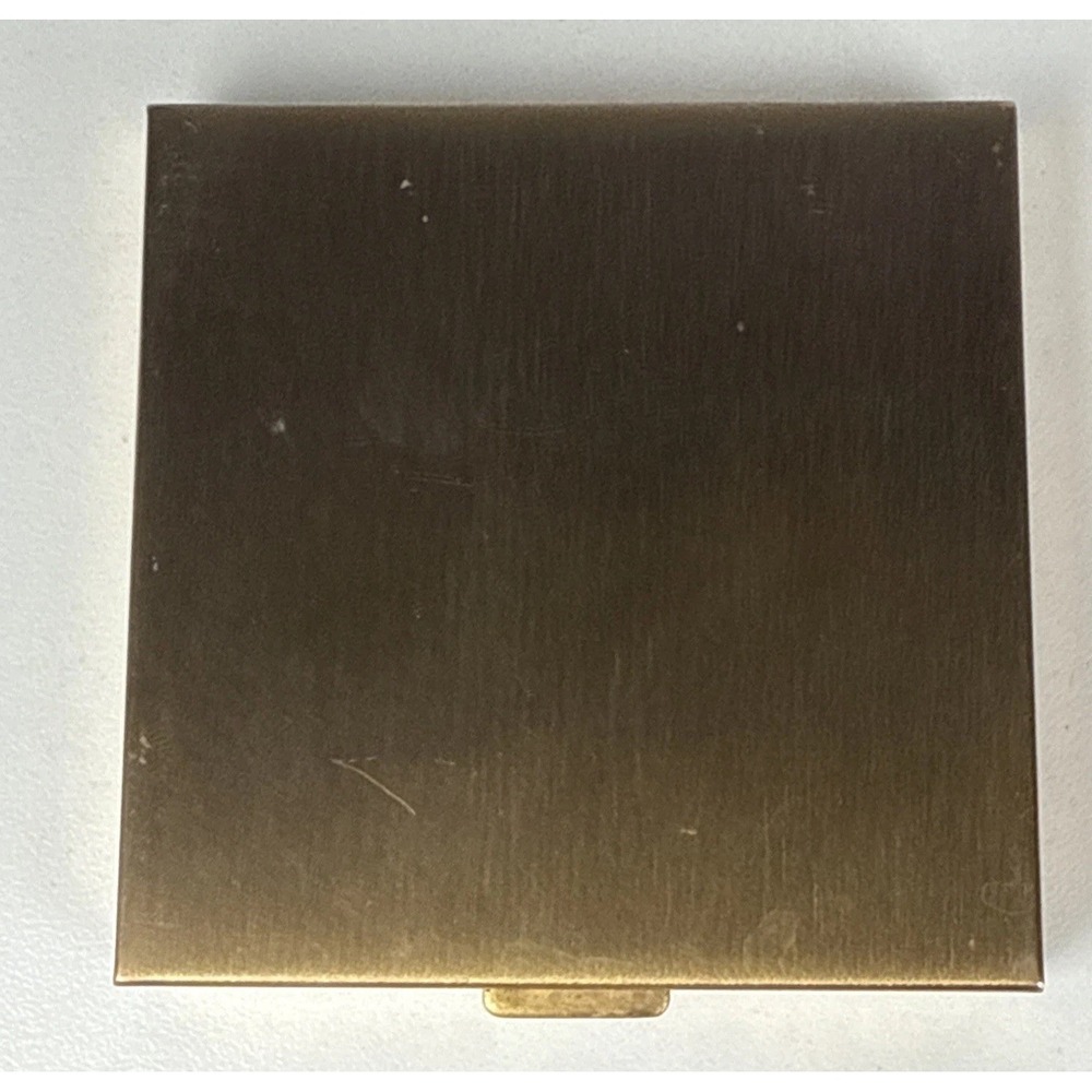 Vintage Mid-Century Volupte Gold‎ Tone Powder Compact Initials ES Etched Border - Picture 2 of 5